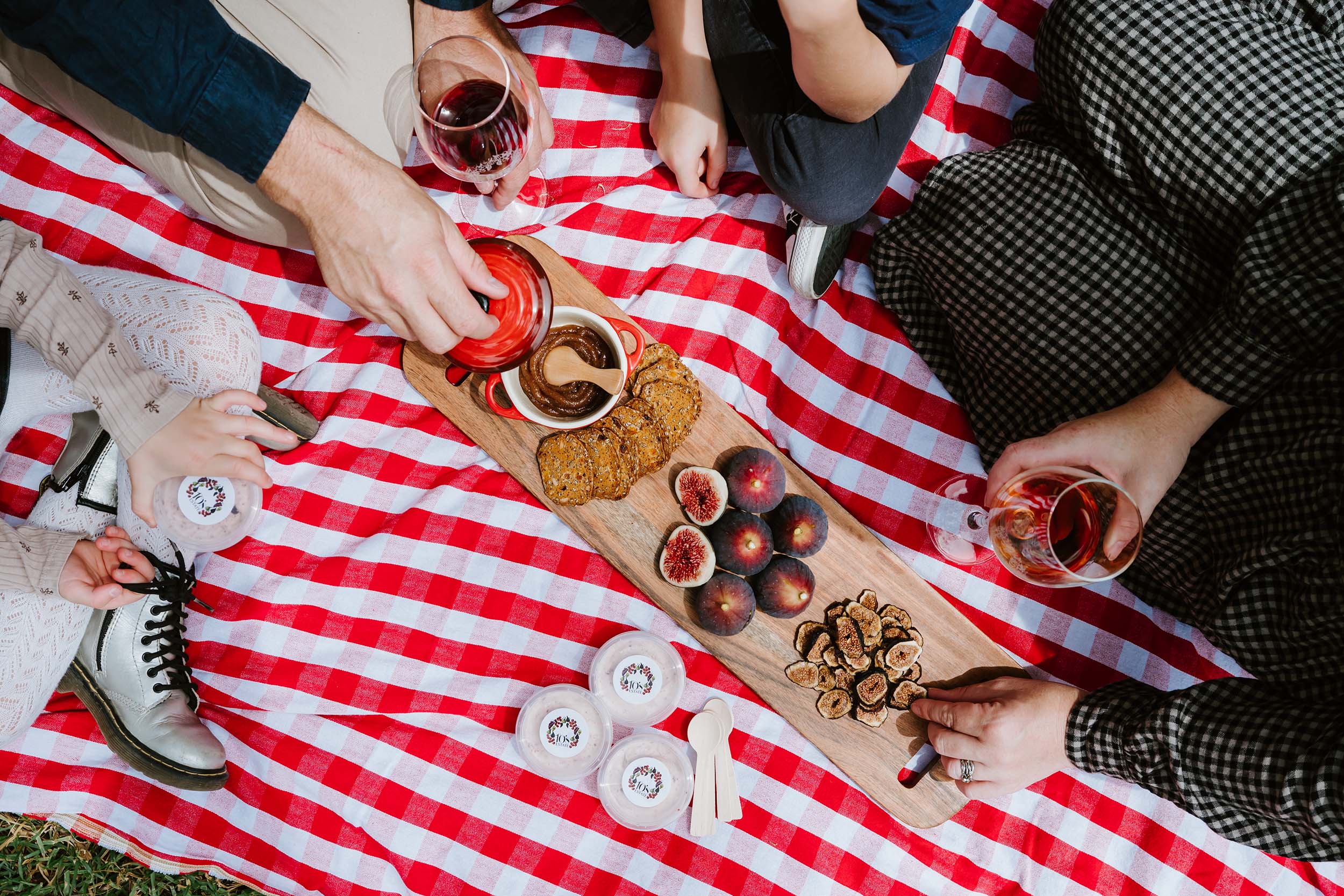 figs cherries wine iceream picnic mudgee
